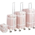 thumbnail image 1 of Set 4 Maletas Vintage Rack and Pack  4 Ruedas Resistentes Retro Tipo Baul Rosa, 1 of 7