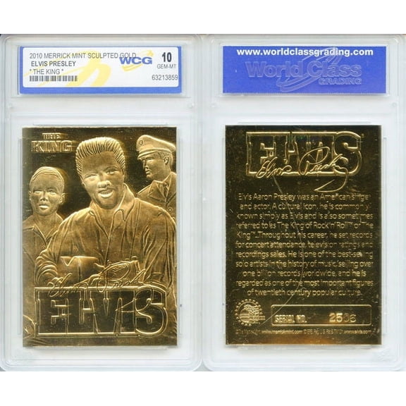 ELVIS PRESLEY 2010 The King 23KT Gold Card Sculpted Limited - Graded GEM MINT 10
