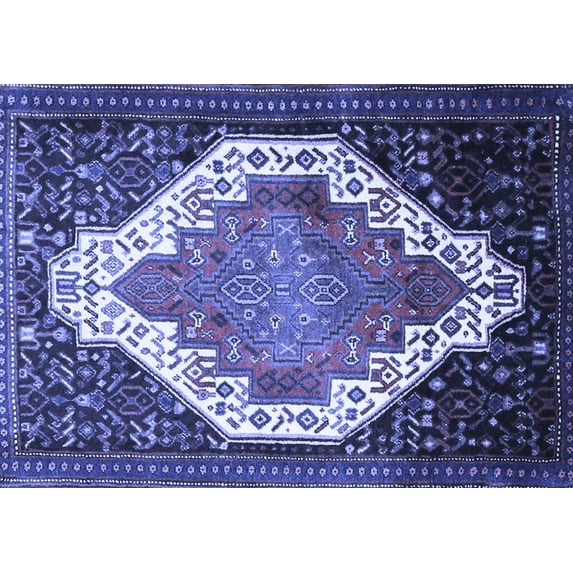 Ahgly Company Indoor Rectangle Medallion Blue Traditional Area Rugs, 6' x 9'