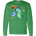thumbnail image 3 of Inktastic Tyrannosaurus Rex Vs. Meteor Fun Space Dinosaur Long Sleeve T-Shirt, 3 of 5