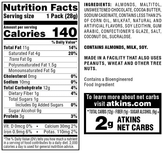 Atkins Endulge Treat, Chocolate Covered Almonds, Keto Friendly, 4/5ct Boxes