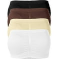 thumbnail image 1 of Basic 7" Seamless Padded One Size Tube Top Sports & Fitness Bra Bandeau (4Pack:Black/Brown/Taupe/White), 1 of 4