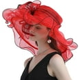 thumbnail image 3 of Women Sun Hat Wide Brim Floral Elegant Summer Hat Lady Fascinator Hat, 3 of 4