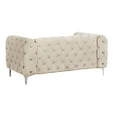 thumbnail image 3 of Denver 2 Piece Button Tufted Beige Velvet Fabric Living room Set - Sofa and Loveseat, 3 of 4