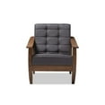 thumbnail image 2 of Baxton Studio Larsen Mid-Century Modern Gray Fabric Upholstered Walnut Wood Lounge Chair, 2 of 5