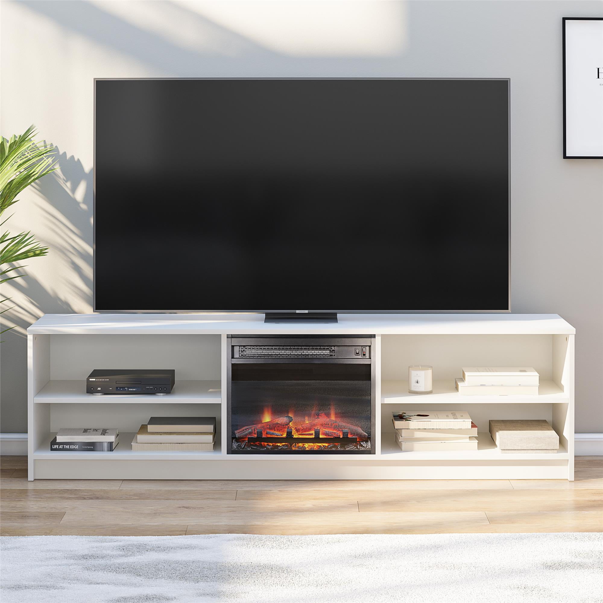 Mainstays Fireplace TV Stand, for TVs up to 75", White