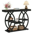 thumbnail image 3 of Fnova 39.4" Industrial Console Table, 4-Tier Retro Staggered Storage Shelves, Narrow Wood Accent Table with Metal Frame, for Small Spaces, Entryway, Sofa, Hallway, 3 of 22