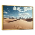 thumbnail image 2 of Designart "Metropolis Mirage Sahara's New York City I" Landscapes Framed Wall Art - Global Beige Desert Entryway Framed Wall Art Print, 2 of 6