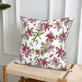 thumbnail image 6 of Throw Pillow Covers, Red Pink Lilies Flowers Soft Square Pillow Cases with Invisible Zipper for Couch Bed Sofa, Farmhouse Fall Home Decor 20"x20", 6 of 7