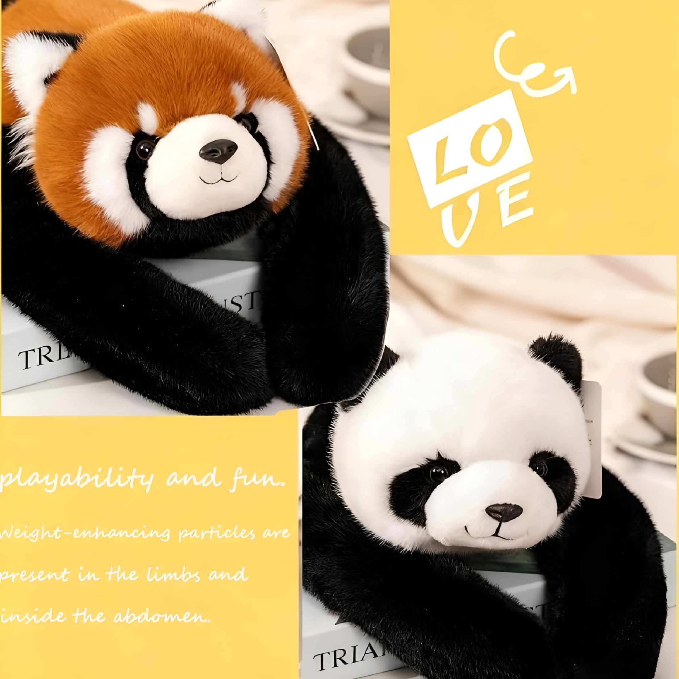 BESTSKY 2026 New Weighted Panda Stuffed Animal,Panda Stuff Soft Washable Comfort Animals Soft Hugging Pillow for Bedroom,Playroom,Bed,Sofa with 3 Size,Fit Kids & Adults