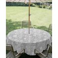 thumbnail image 2 of Outdoor Tablecloth with Umbrella Hole Zipper Grey Flowers Round Tablecloth 54" Waterproof Outside Table Cloth Cute Floral Botanical Farmhouse Patio Table Cover Tablecloths for Picnic Party, 2 of 8