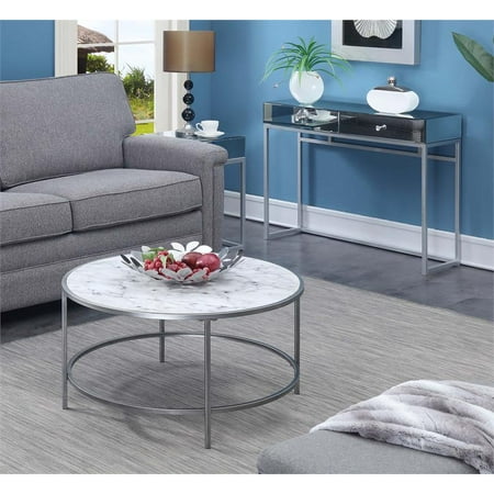 Convenience Concepts Gold Coast Faux Marble Round Coffee Table In White Wood Canada - Round Coffee Table Gold Coast Convenience Concepts Gold Coast Faux Marble Round Coffee Table In White Wood Canada - Round Coffee Table Gold Coast