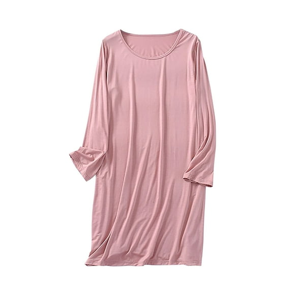 Cute Pajamas New Women's Nightgown Long Sleeve Sleepshirt Long Loungewear Casual Maxi Sleepdress Comfy House Dresses Pinky XL