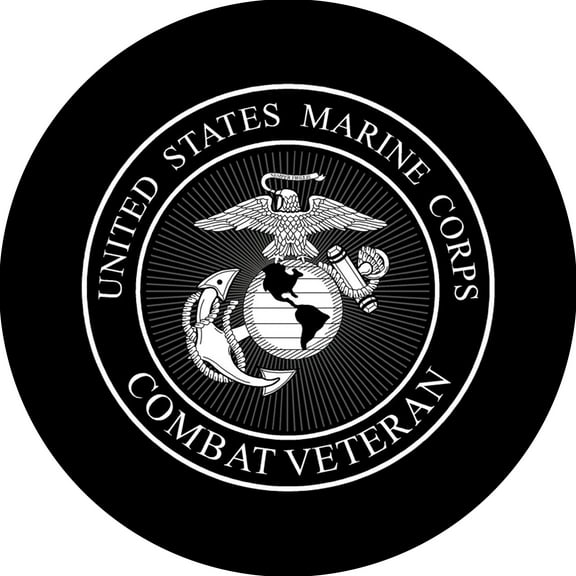 Tire Cover Central US Marine Combat Veteran Black Vinyl(Select Size/Camera in Menu) 225/75r16
