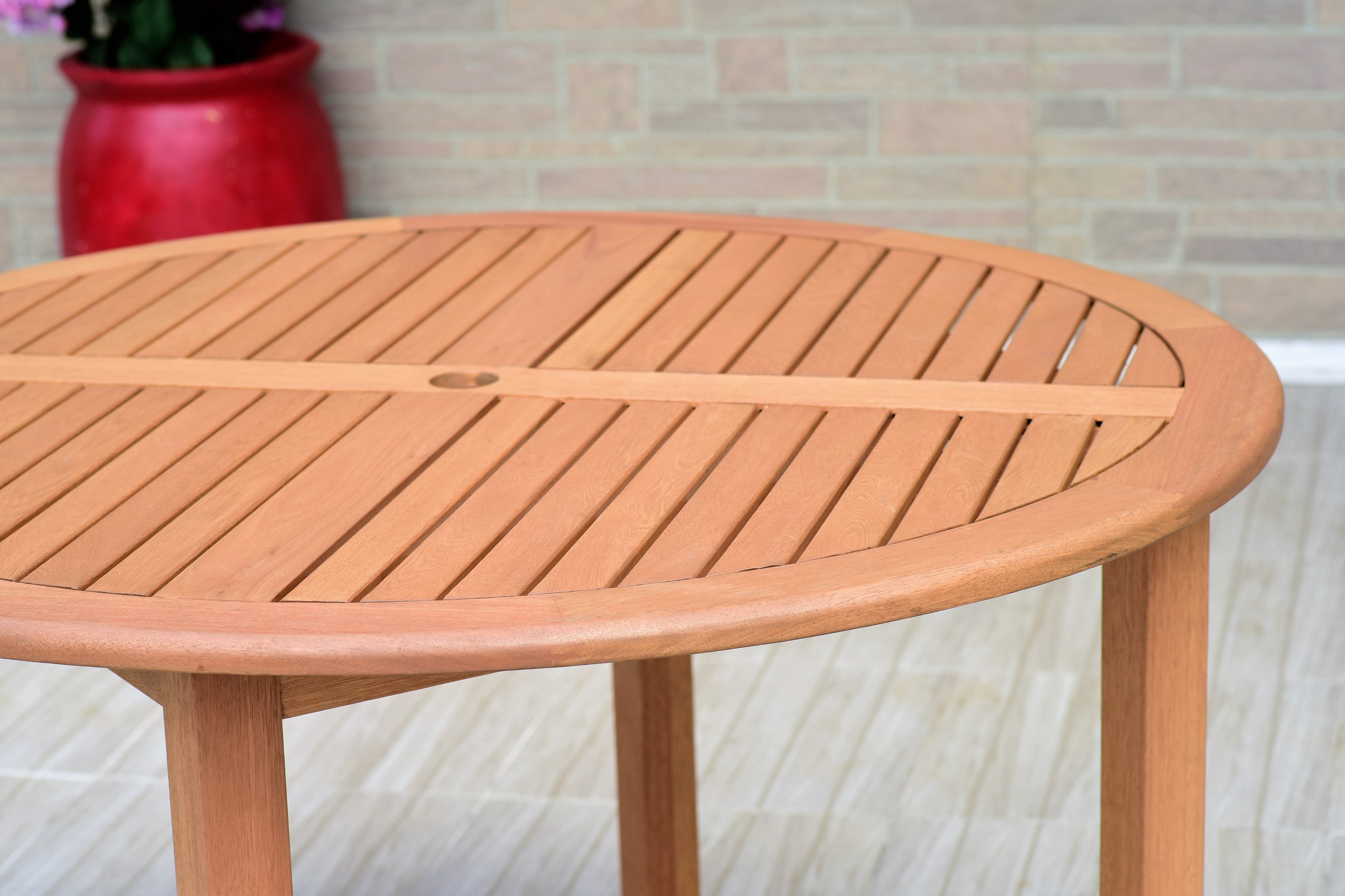Amazonia Navilly Teak Finish 5 Pieces Round Patio Dining Set