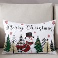 thumbnail image 3 of Christmas Snowman Throw Pillow Cover, Xmas Tree Snowflake Winter Rectangle Decorative Pillow Case Protector Soft Cushion Cover Lumbar Pillowcase for Couch Sofa Bedroom Car Chair Decor 16x24 Inch, 3 of 8