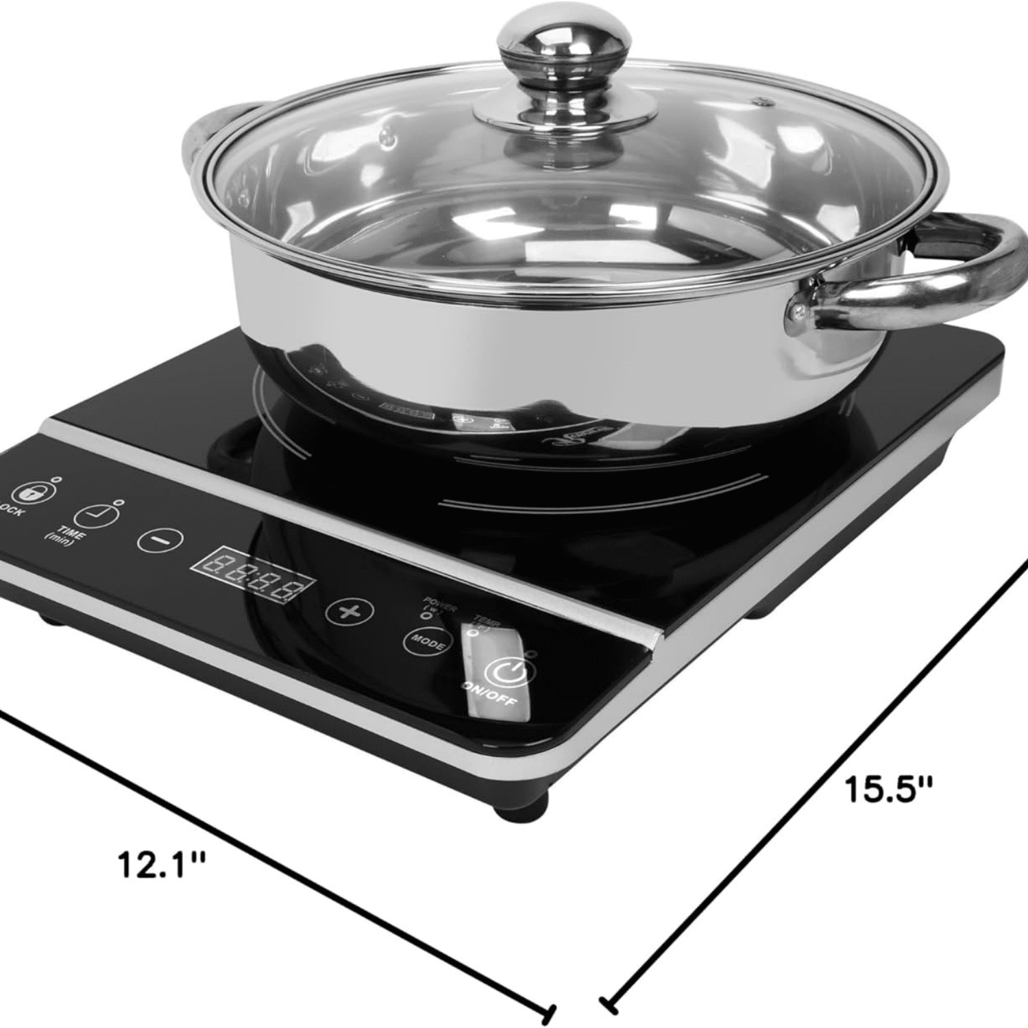Induction Cooker 1800 Watt, Induction Cooktop, Electric Burner with Stainless Steel Pot 10" 3.5
