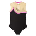 thumbnail image 4 of Sinleey Kids Girls Sleeveless Mesh Splice Ballet Dance Leotard Striped Gym Training Bodysuit Unitard Hot Pink 16, 4 of 5