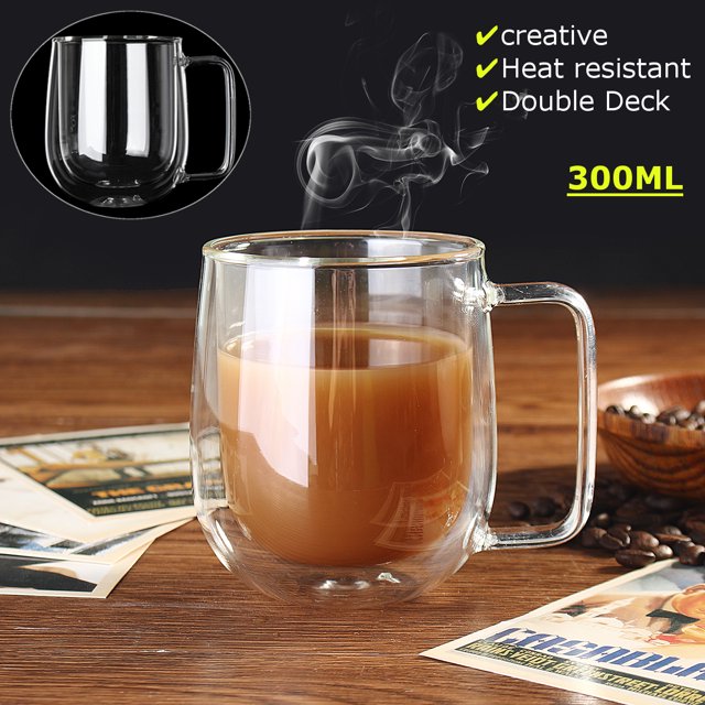 300ML Double Wall Glass Coffee Tea Cup Heat-resistant Double Layer Glass Mug AU