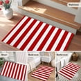thumbnail image 6 of Red Striped Large Area Rugs for Bedroom Living Room, Soft Non Slip Carpet Bedside Rug, Christmas Farmhouse Red White Stripes Rectangular Floor Cover Kitchen Accent Rug 2'x3' for Dining Room/Office, 6 of 9