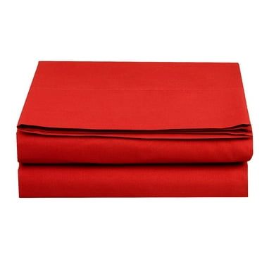 Flat Sheet Wrinkle-Free 1500 Series Soft 1-Piece Flat Sheet, Queen Size, Red