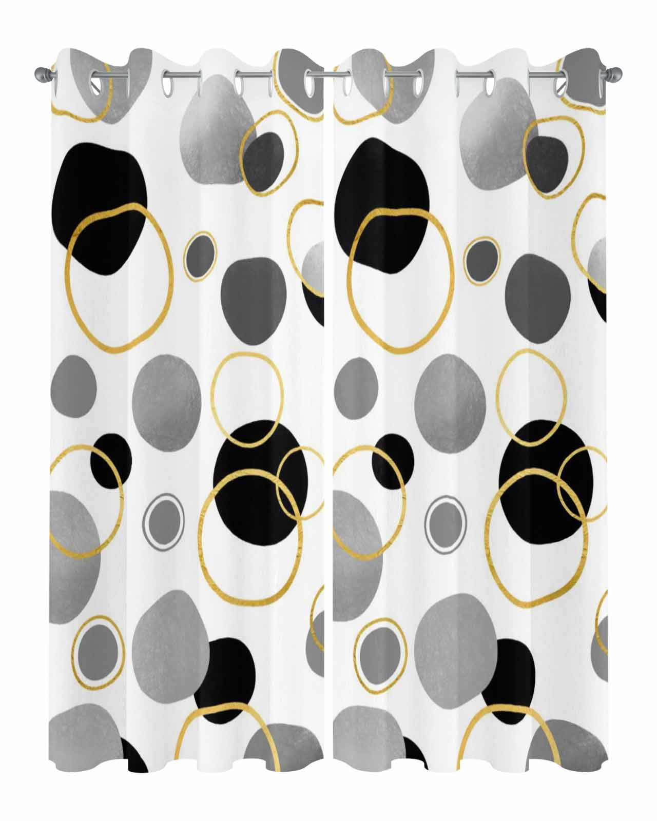 Black Polka Dots Outdoor Curtains for Patio, Modern Abstract Art Privacy Drapes Grommet Waterproof Outside Curtains for Porch/Cabana/Balcony 54"x 108", 2 Panel