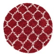 thumbnail image 3 of Unique Loom Trellis Shag Collection Area Rug - Ruby (3' 3" Round Burgundy Red/Ivory), 3 of 11