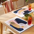 thumbnail image 4 of Navy Blue Yellow Pink Placemats Set of 8 Modern Abstract Art Geometric Place Mats Indoor Wipeable Table Mats Washable Cloth Dining Table Placemats for Kitchen Holiday Party Home Decor 13x19 Inch, 4 of 9