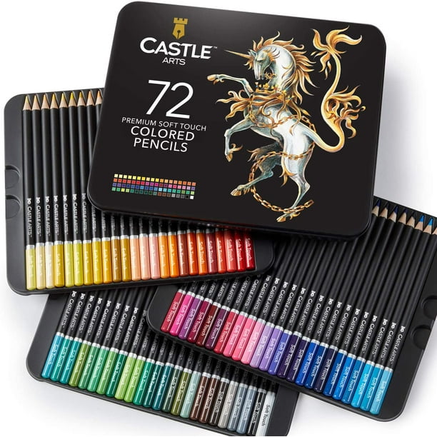 Castle Art Supplies 72 Premium Colored Pencils Set For Adults Artists | Ideal For Coloring Books Drawing Sketching Shading | Artist Soft Series Lead Cores With Vibrant Colors - Walmart.com