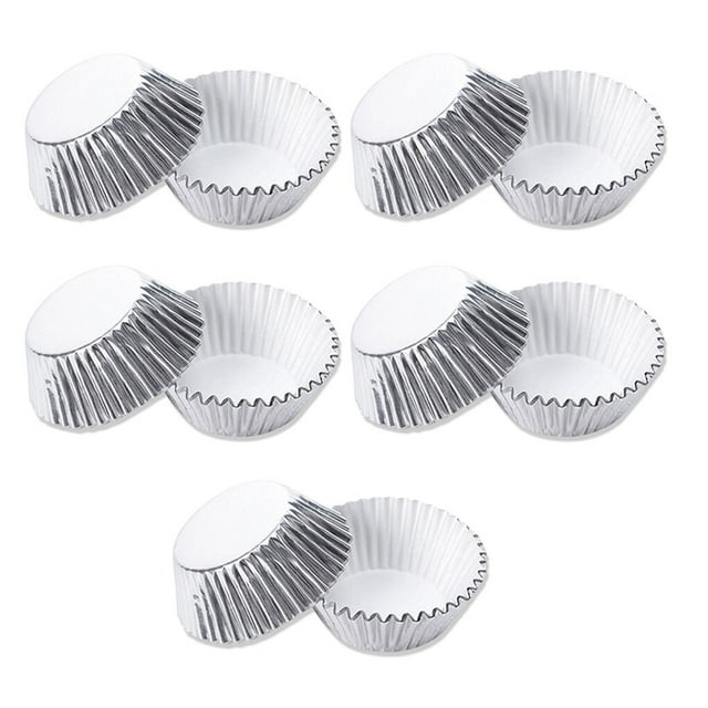 100 Pieces Cupcake Paper Liners Mini Non-Stick Molds Cupcake DIY Muffin Baking Molds DIY Pastry Chocolate Home Kitchen Bakeware, Silver