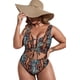 thumbnail image 1 of Traje de baño de una pieza con corte de leopardo para mujer, con lazo frontal, acolchado inalámbrico Leopardo Multicolor 2XL Extra amplio Leopardo Multicolor 2XL Extra amplio Xishao ropa, 1 of 2