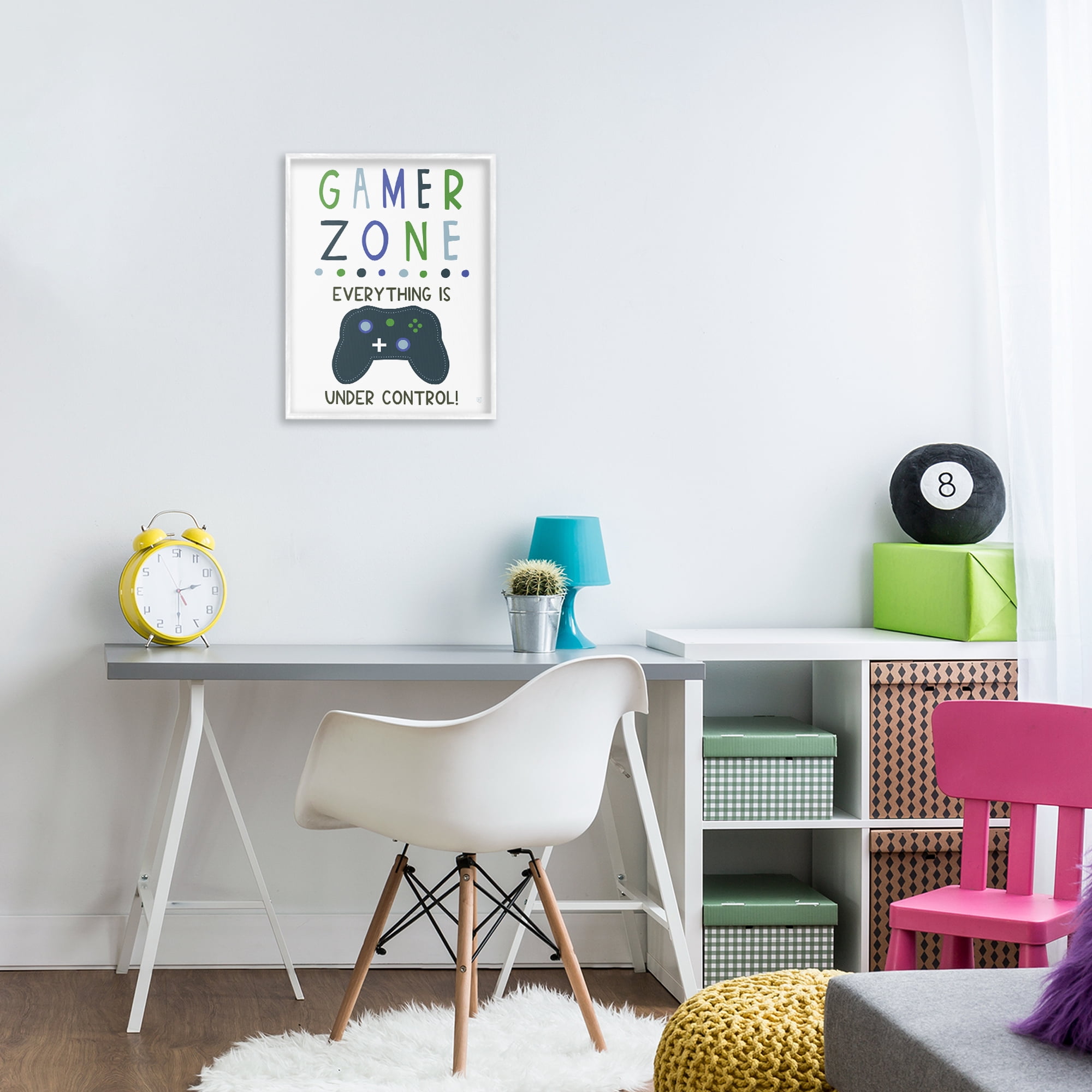 Stupell Industries Everything Under Control Gamer Zone White Framed Giclee Art, design by Elizabeth Tyndall
