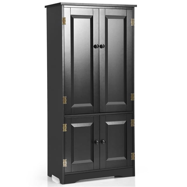 Pemberly Row Armoire de Rangement d'Appoint pour Plancher avec Tablettes Ajustables Noir