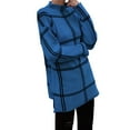 thumbnail image 3 of Suéter de Punto A Cuadros para Mujer, Estilo Casual de Otoño/Invierno, Cuello Alto, Suéter A Rayas, Tops Color Block. Azul Real M, 3 of 9