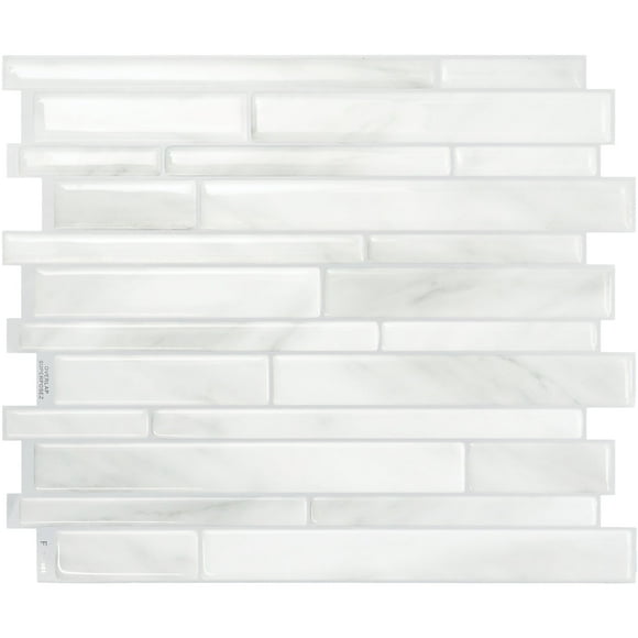 Smart Tiles Dosseret Autocollant à Peler et Coller, 5 Carreaux Adhésifs, Gris Milanais/blanc, 11,55 Pouces X 9,63 Pouces