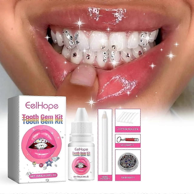 high qualityTooth Gems Kit, DIY Tooth Jewelry Kit Removable Tooth Ornaments Artificial Fashionable Crystal Tooth Ornaments for Reflective Teeth Orname