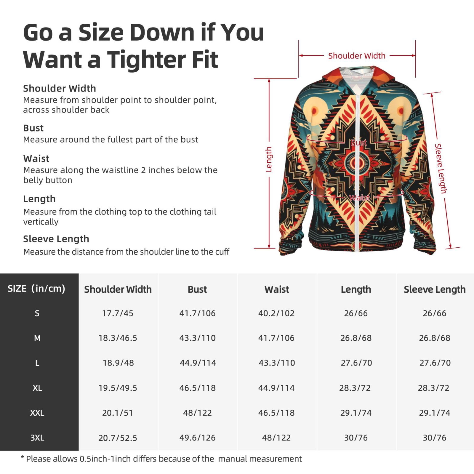 Women Men Sun Protection Hoodie Jacket Zip Long Sleeve Shirt Hiking Outdoor , Aztec Baja Southwest Western Native Cool