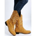 thumbnail image 4 of Gomelly Womens Cowgirl Boots Embroidered Western Boot Wide-Calf Vintage Shoes Comfort Women Ladies Yellow 9, 4 of 6