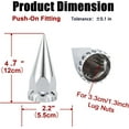 thumbnail image 3 of 33mm x 4 3/4" Chromed Spike Lug Nuts Covers Push on,ABS Chrome Plastic Caps Pointed Push-on Lug Nut Cover for Semi Trucks Trailers, Pack of 60 PCS, 3 of 7