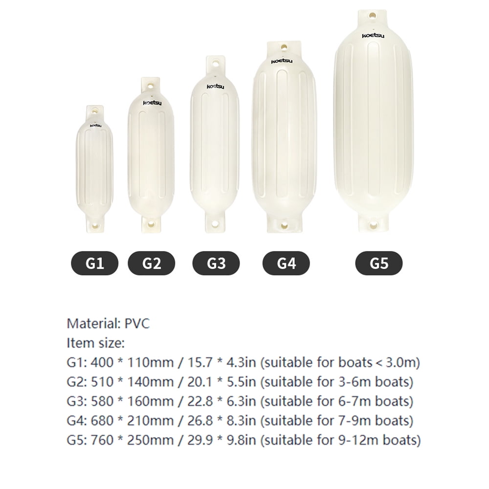 Défense Gonflable PVC Pour Bateau - Très Résistant - Anneaux Inox 316 - 5 Tailles Disponibles