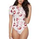 thumbnail image 1 of Fotbe Red Lips Body de Mujer con Cuello Redondo y Mangas Cortas, Sin Mangas Ajustado, Suave, Cómodo y Básico-Medium, 1 of 7