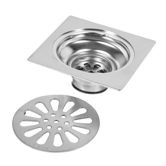 Stainless Steel Square Floor Drain, Removable Cover, Prevents Unpleasant Smell, Fast Water Drain, Suitable for Kitchen Bathroom Garage Basement Use