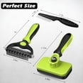 thumbnail image 6 of 3PCS Self Cleaning Slicker Brush & Pet Grooming Rake & Flea Comb for Dogs,Cats and Horses | Double-Sided Dematting Comb & Skin Friendly Deshedding Grooming Tool (Green), 6 of 13