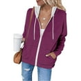 thumbnail image 6 of Augper Women Fashion Fleece Blouse Long Sleeve Tops Sweatshirt Pockets Drawstring Hoodied, 6 of 6
