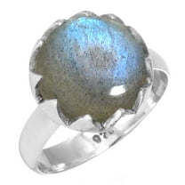 Natural Labradorite Ring 925 Sterling Silver Handmade Jewelry