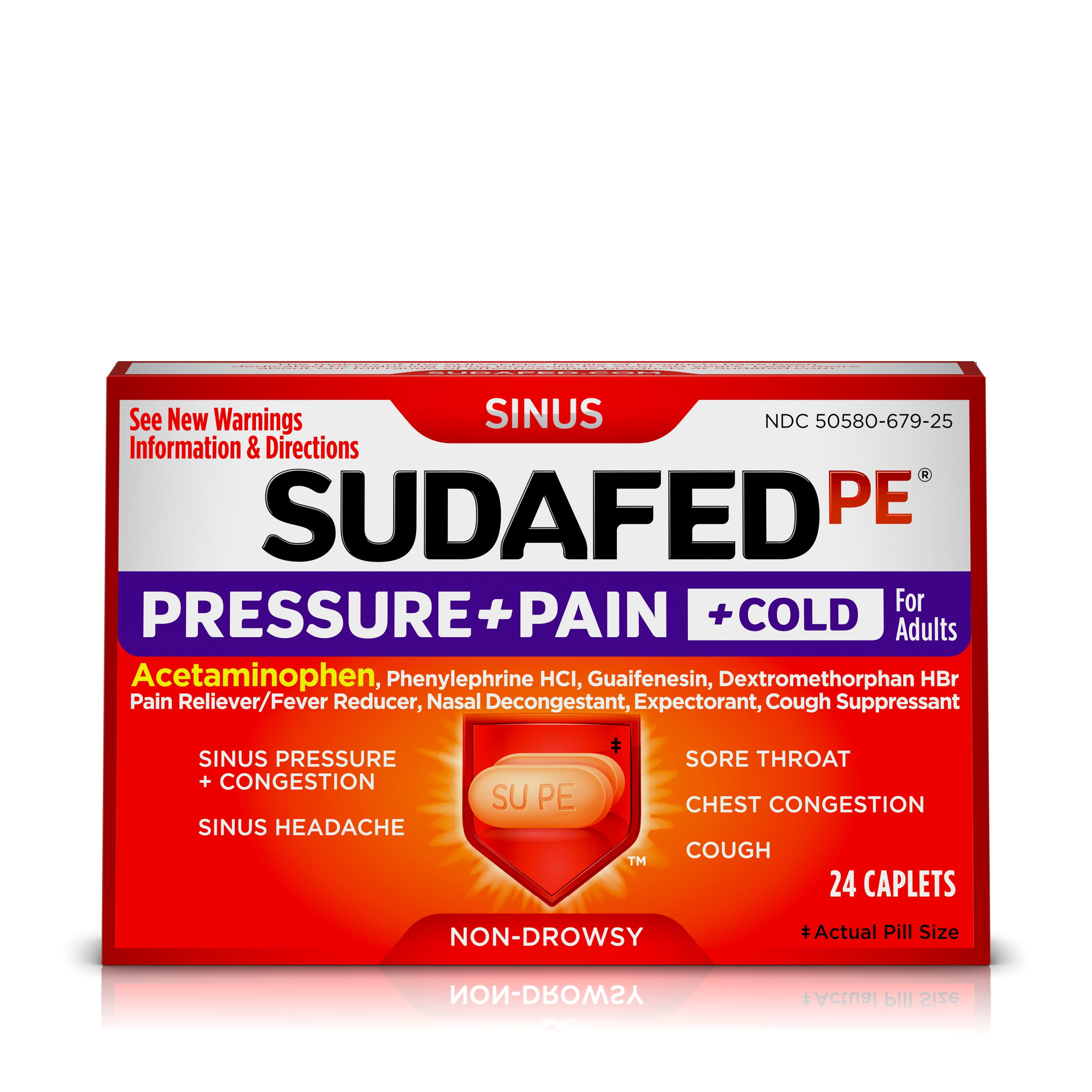 Sudafed PE Pressure   Pain   Cold Relief Caplets for Adults, 24 ct ...
