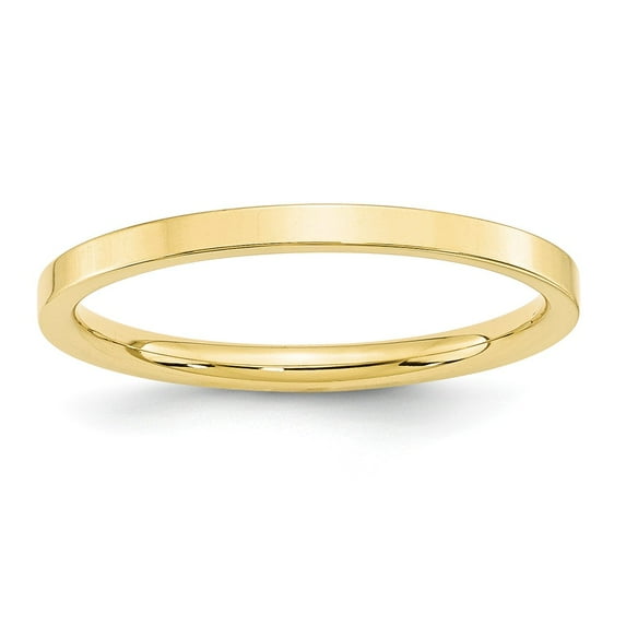 Solid 10k Yellow Gold 2mm Flat Comfort Fit Men's Plain Classic Wedding Band Ring Size 12.5