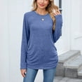 thumbnail image 6 of ClodeEU Women's Long Sleeve Crew Neck Shirts,Fall Slim Fit Tunic Casual Basic Tee Blue,Womens Plus XL, 6 of 8