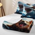 thumbnail image 4 of Homewish Cool Corgi Shark Twin Quilt Set,Cartoon Animal Twin Coverlet Set,Blue,Ocean Wave Decor,2 Pieces, 4 of 7