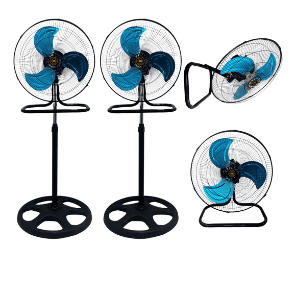 2pzs De Ventilador De Pedestal 18 Pulgadas 3 En 1 Piso Pared 45.72 Cm 50 Hz/60 Hz Xtellar Negro Azul Metal 3